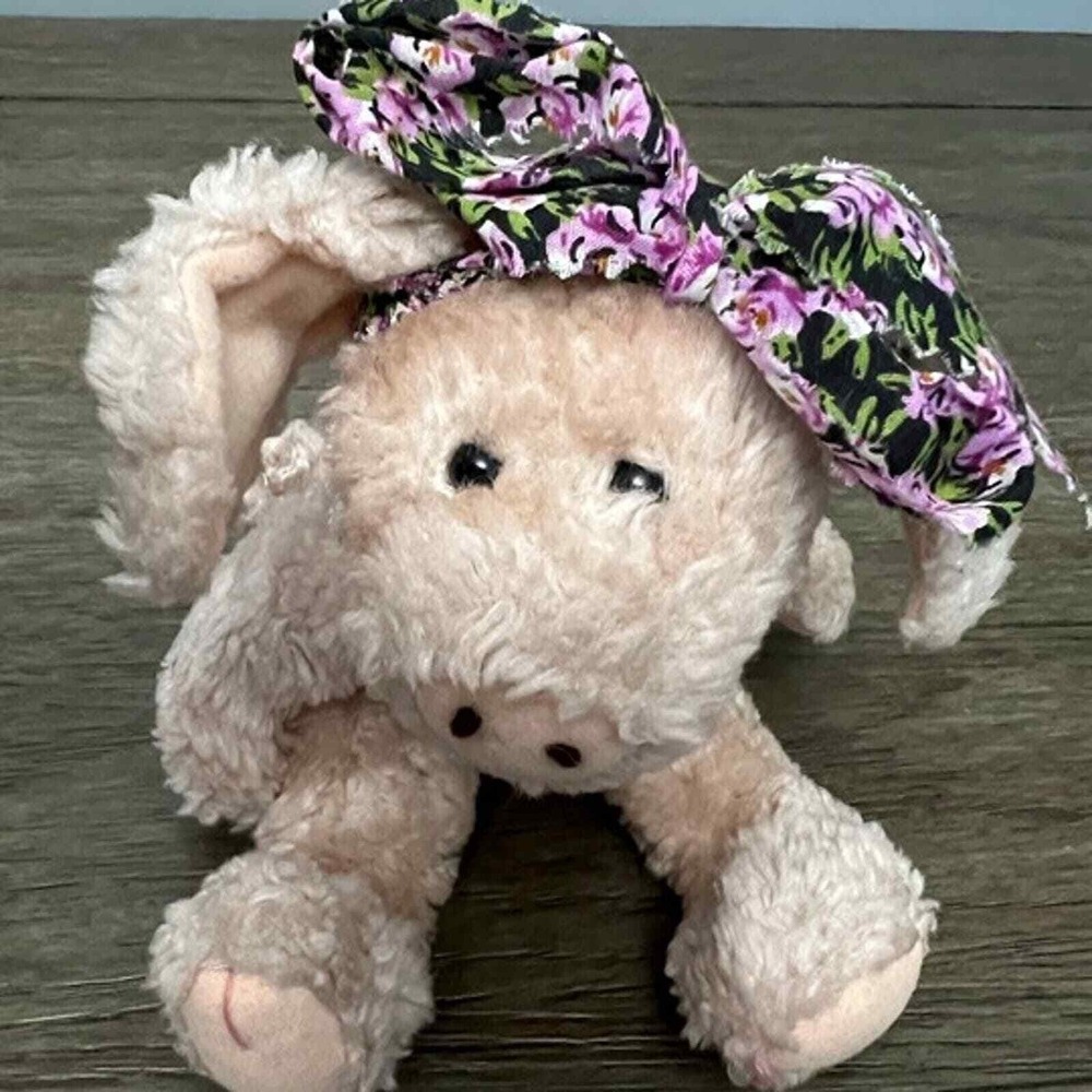 Vintage Boyds Collection J.B. Bean Series Peach Pig Plush Floral Bow 11 Inch‎